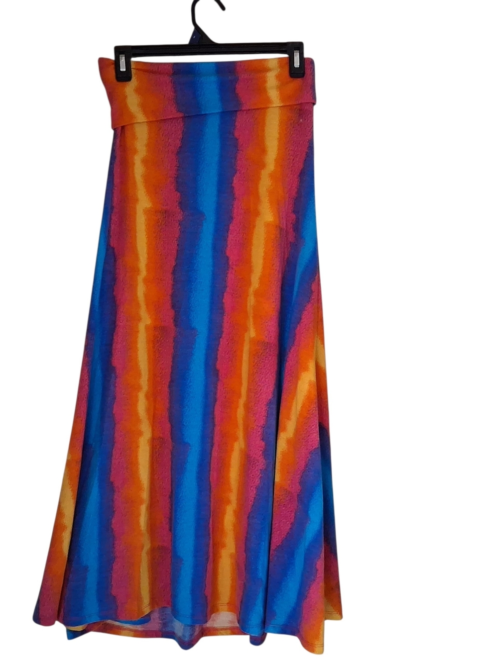 Lularoe Bright Tie Dye Striped Maxi XS Fold Over Waist Skirt Festival Hippie